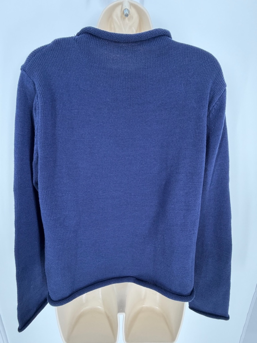 Navy Cotton Roll Neck Sweater Embroidered Red Lobster M/L Coastal Nautical - Picture 6 of 9
